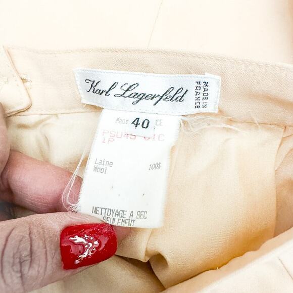 Karl Lagerfeld Soft Blush Pink Wool Pencil Skirt Nude Pencil Size 40 France - Picture 3 of 6